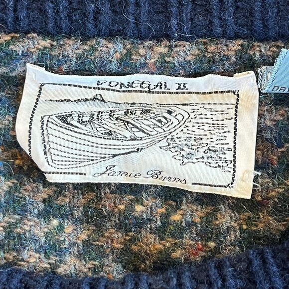 Donegal II Jamie Burns Vintage Sweater 100% Hand Loomed Wool Ireland Blue - Picture 3 of 7